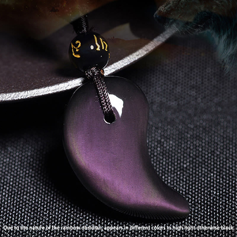 Mythstone Rainbow Obsidian Yin Yang Strength Pendant Necklace