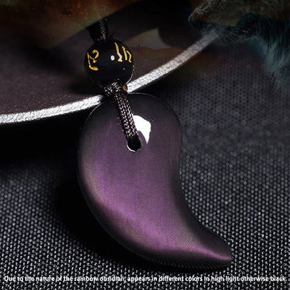 Mythstone Rainbow Obsidian Yin Yang Strength Pendant Necklace