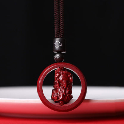 Mythstone Cinnabar Om Mani Padme Hum PiXiu Blessing Lucky Bead Necklace Pendant