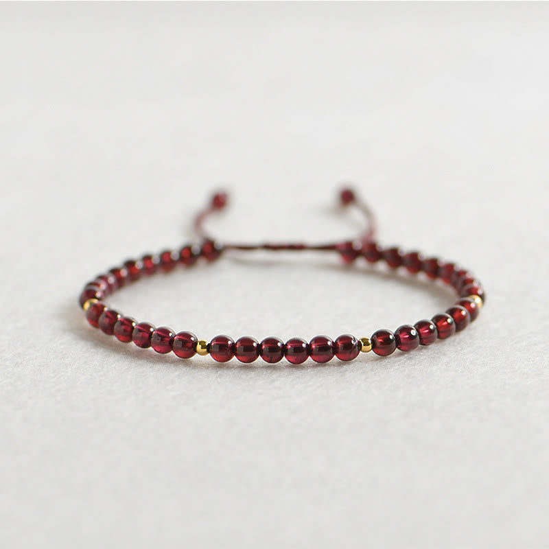 Mythstone Natural Garnet Golden Beads Stability Bracelet