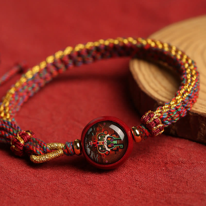 Mythstone Colorful Rope Cinnabar Thangka Blessing Braided Bracelet