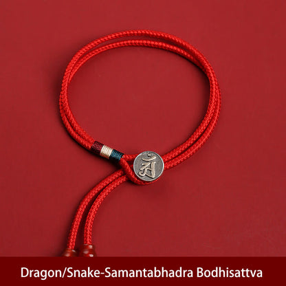 Mythstone 925 Sterling Silver Chinese Zodiac Luck Braided Red String Double Layer Bracelet