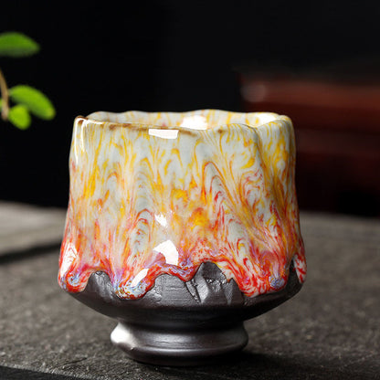 Mythstone Orange Red Green Yellow Ceramic Teacup Kung Fu Tea Cup