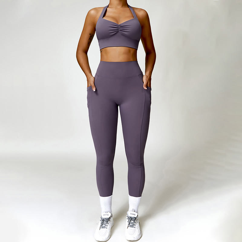 Sujetador con cuello halter Mythstone, leggings, pantalones, ropa deportiva, fitness, gimnasio, yoga, secado rápido 