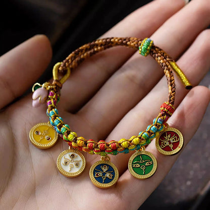 Mythstone Tibetan Colorful Rope Five God Of Wealth Luck Braid Bracelet