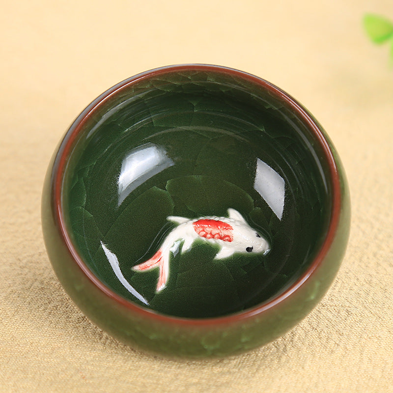 Mythstone Cute Koi Fish Ceramic Teacup Kung Fu Tea Cup Bowl 45ml