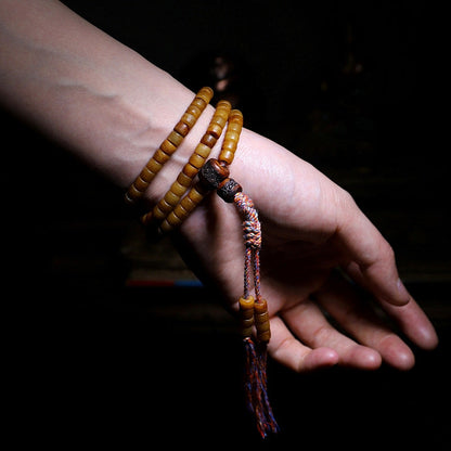 Mythstone Tibet 108 Mala Beads Yak Bone Amber Balance Bracelet