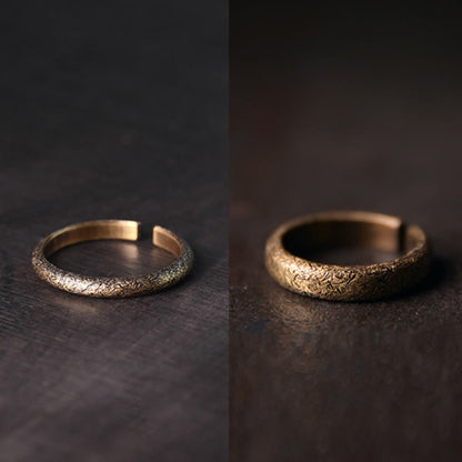 Mythstone Tibetan Vintage Texture Design Copper Luck Couple Ring