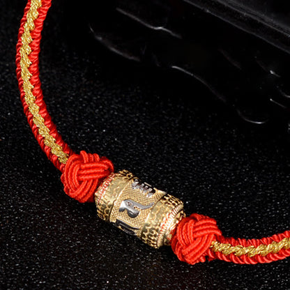 Mythstone 925 Sterling Silver Om Mani Padme Hum Prayer Wheel Luck Strength Red String Bracelet