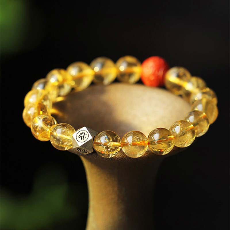 Mythstone Chinese Zodiac Natal Buddha Citrine Cinnabar Blessing Bracelet