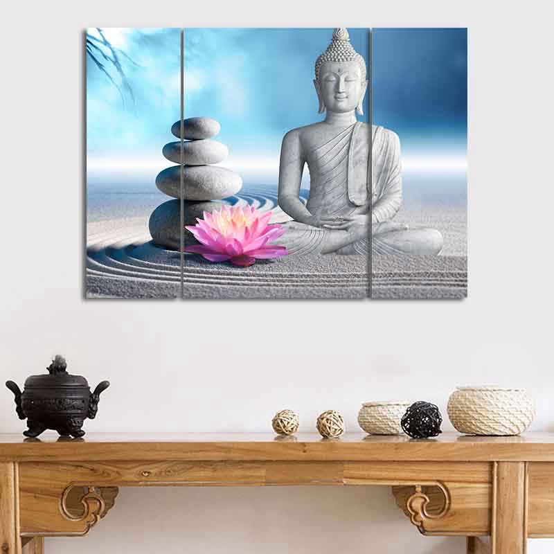 Mythstone Sitting Meditation Buddha Lotus Blessing Compassion Balance Cairn Zen Rocks Wall Art