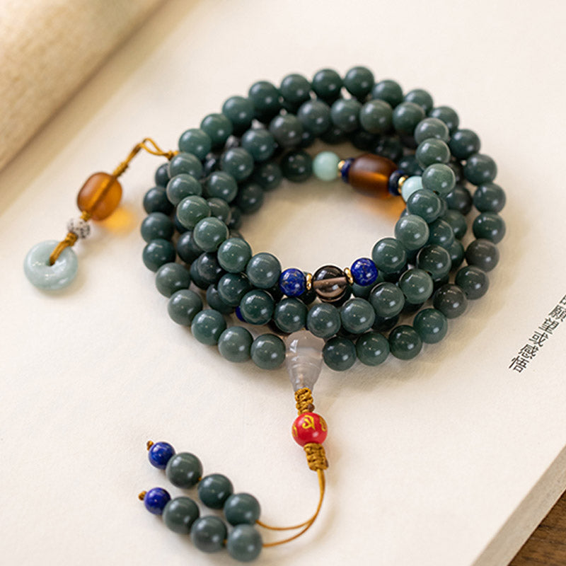 Pulsera de meditación con bendición de semillas Bodhi de 108 cuentas Mythstone Mala 