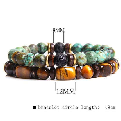 Mythstone 2PCS Healing Crystal Emperor Stone Tiger Eye Bead Bracelet