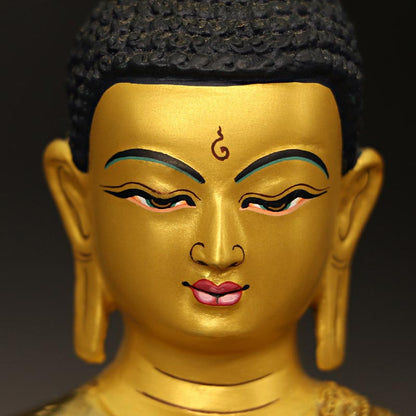 Estatua decorativa bañada en oro y cobre de Buda Shakyamuni, Buda de la medicina, compasión, piedra mitológica 