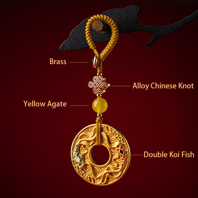 Mythstone Double Koi Fish Peace Buckle Wealth Luck Key Chain