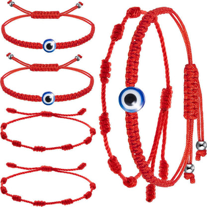 Mythstone 4Pcs Evil Eye Seven Knot Red String Protection Bracelet