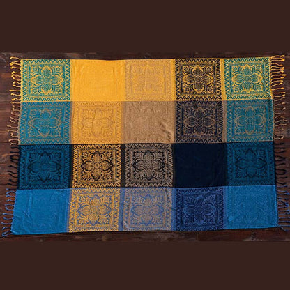 Mythstone Tibetan Colorful Flower Pattern Hand-Dyed Cozy Blanket