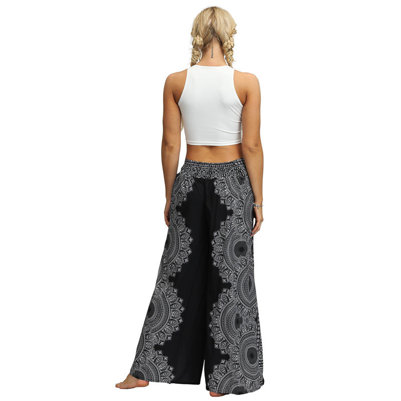 Mythstone Boho Pants Wide Leg Pants with Slits Sports Fitness Dance Women's Yoga Pants