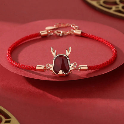 Mythstone 925 Sterling Silver Year of the Dragon Natural Red Agate Dragon Attract Fortune Fu Character Strength Bracelet Necklace Pendant Earrings