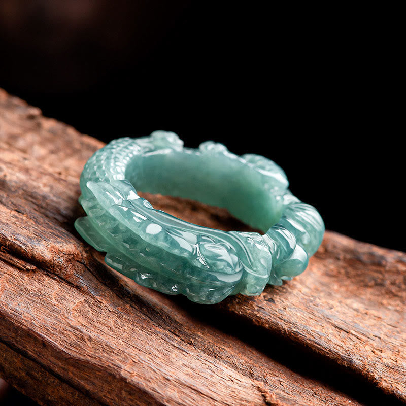 Mythstone Natural Jade Dragon Success Ring