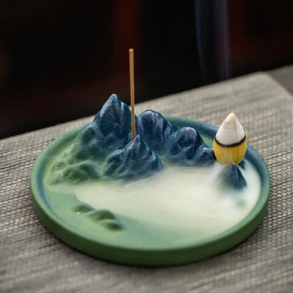 Mythstone Creative Mountain River Ceramic Healing Backflow Incense Burner