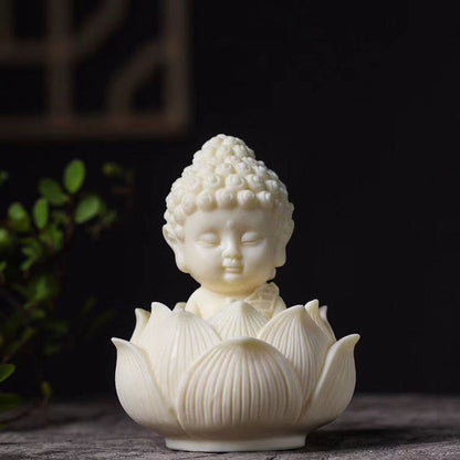 Mythstone Mini Ivory Fruit Tathagata Buddha Lotus Kwan Yin Avalokitesvara Manjusri Samantabhadra Serenity Desk Decoration