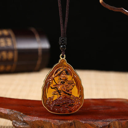 Mythstone Tibetan Buddha Liuli Crystal Serenity Necklace Pendant