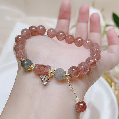 Mythstone Natural Strawberry Quartz Moonstone Love Bracelet