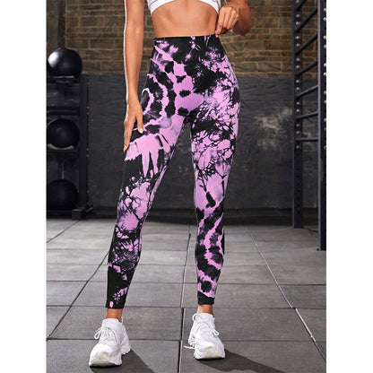 Mythstone Tie Dye Print Pants Sports Fitness Yoga High Waist Leggings Women's Yoga Pants