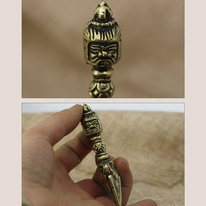 Mythstone Handmade Nepal Small Vajra Dorje Engraved Enlightenment Copper Decoration