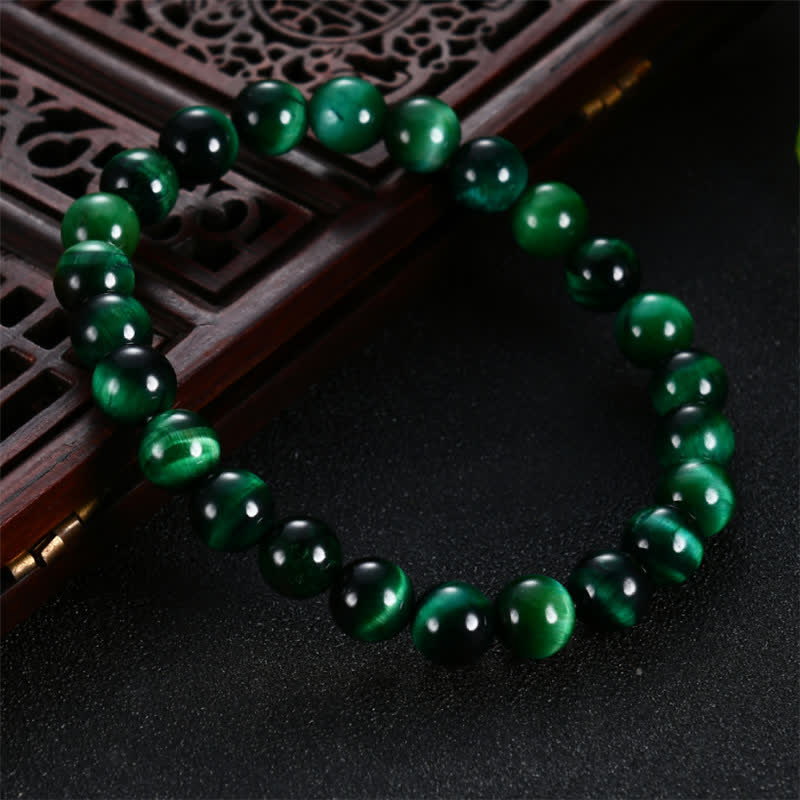 Mythstone Natural Green Tiger Eye Strength Bracelet