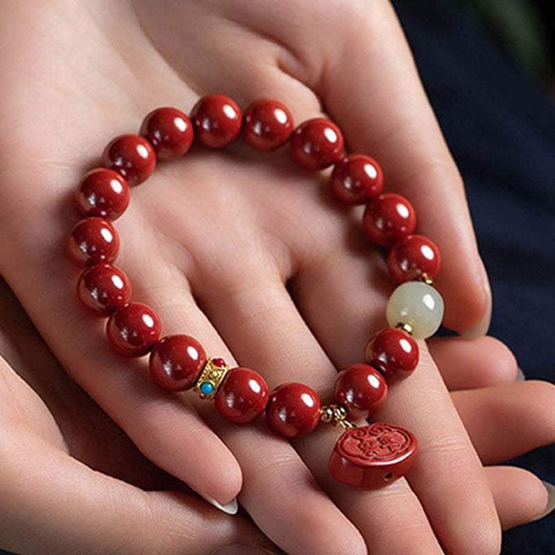 Mythstone Cinnabar Jade Healing Protection Charm Bracelet