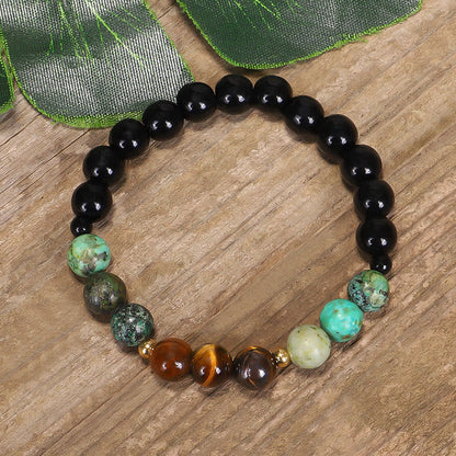 Mythstone 108 Mala Beads Natural Stone Tiger Eye Turquoise Protection Strength Bracelet Necklace