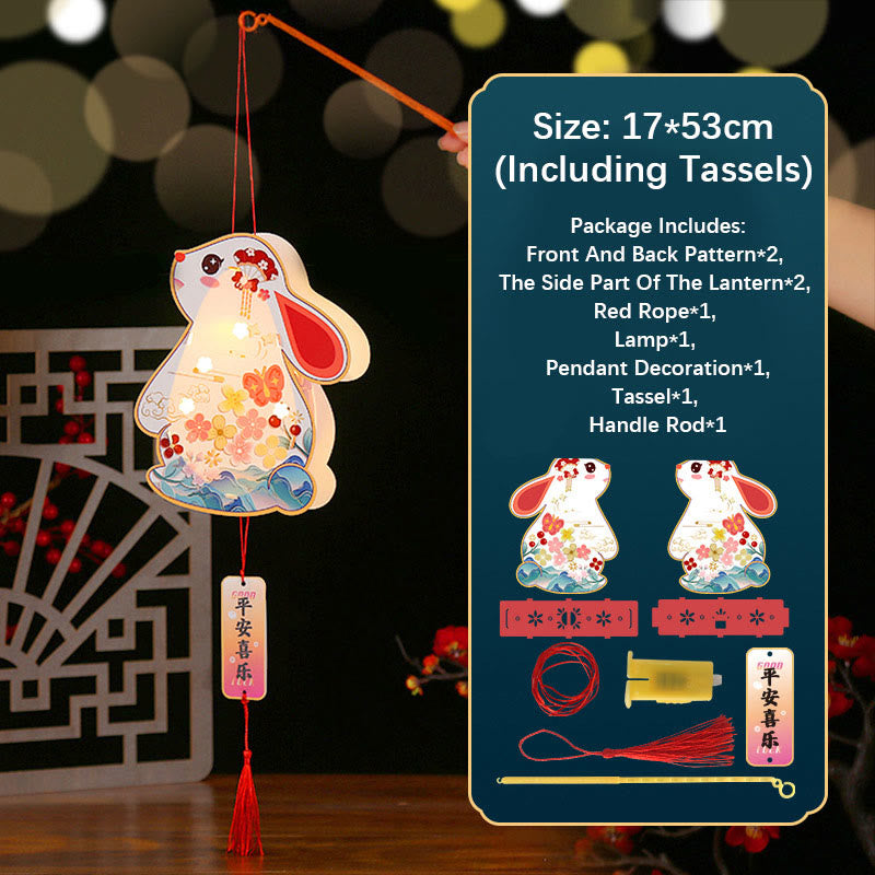 Mythstone DIY Good Luck Cute Rabbit Paper Lantern Lamp Mid-Autumn Festival Lantern Decoration