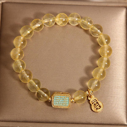 Mythstone Natural Citrine Five Scriptures Generosity Bracelet