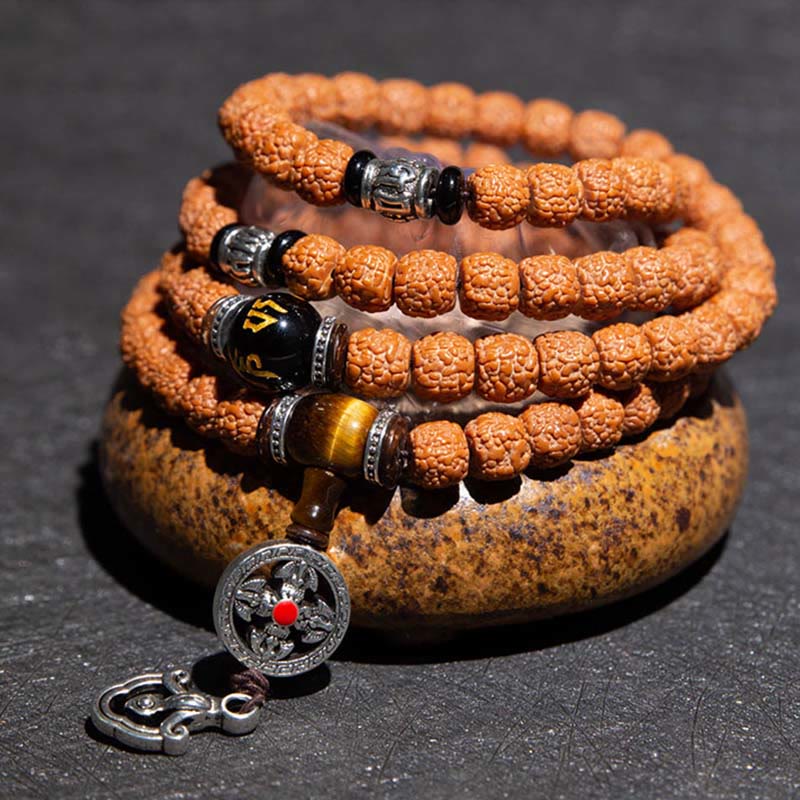 Tibet 108 Mala Beads Rudraksha Bodhi Seed Chinese Zodiac Natal Buddha Wealth Charm Bracelet