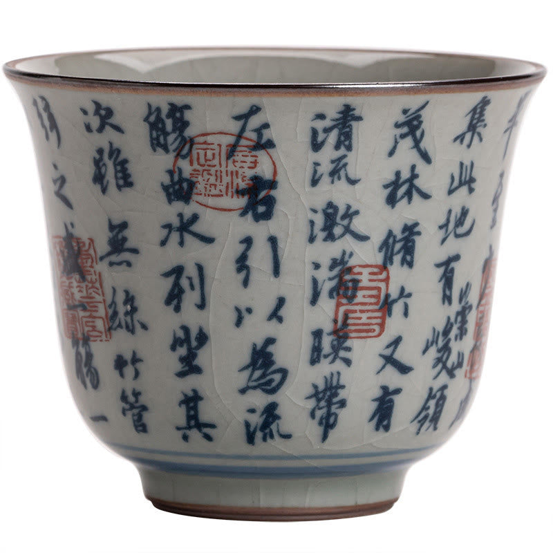 Mythstone Mountain Landscape Lotus Orchid Pavilion Gathering Ceramic Teacup Kung Fu Tea Cup