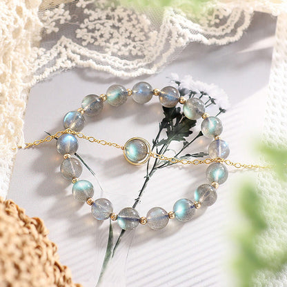 Mythstone 14k Gold Plated Natural Moonstone Healing Love Bracelet