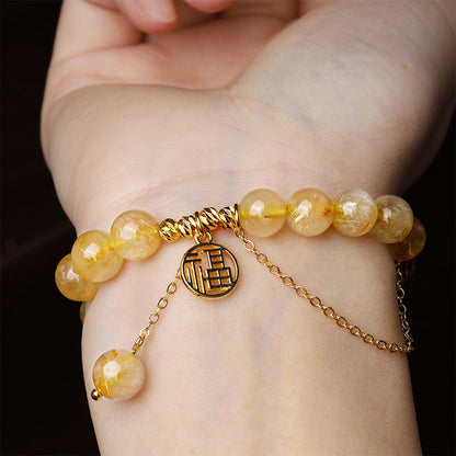 Mythstone Citrine Lucky Fu Character Happiness Bracelet