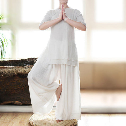 Mythstone Vintage Yoga Zen Prayer Spiritual Meditation Practice Plain Color Clothing Women's Set