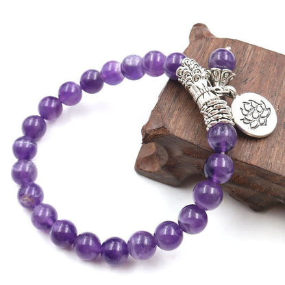 Mythstone Amethyst Crystal Lotus Healing Balance Bracelet