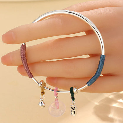 Pulsera brazalete con hebilla de paz y flor de la suerte con cristal rosa Mythstone 