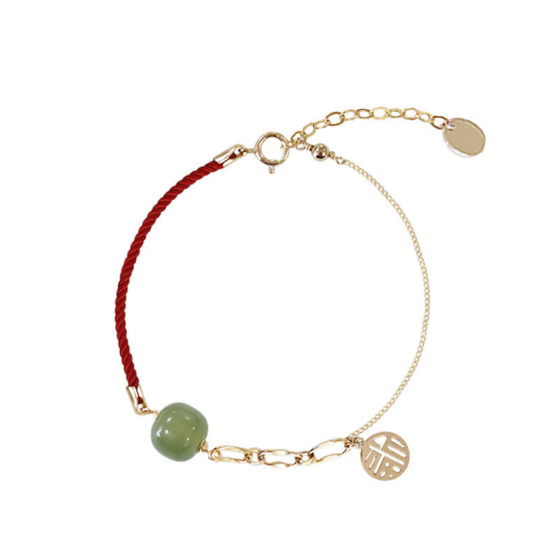 Mythstone Beaded Jade Luck String Chain Bracelet