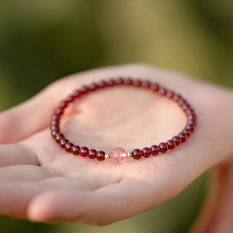 MythStone Natural Garnet Strawberry Quartz Calm Bracelet