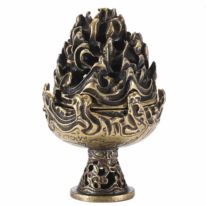 Mythstone Tibetan Mini Mountain Pattern Meditation Copper Alloy Incense Burner