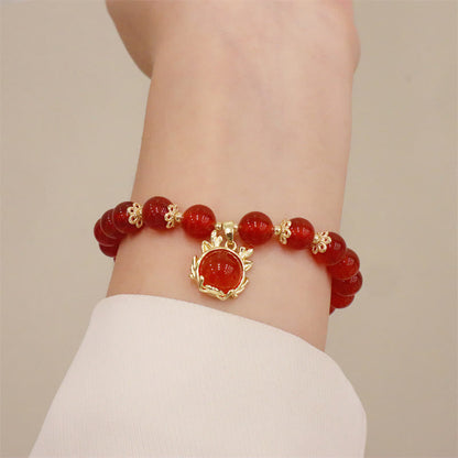 Mythstone Year of the Dragon Red Agate Jade Peace Buckle Fu Character Success Bracelet