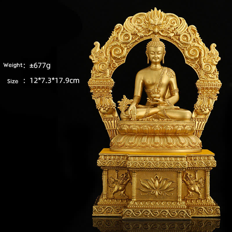 Mythstone Shakyamuni Amitabha Medicine Buddha Figurine Serenity Copper Statue Home Decoration