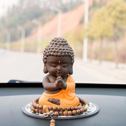 Mythstone Small Buddha Serenity Purple Clay Home Desk Decoration