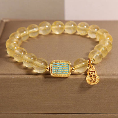 Mythstone Natural Citrine Five Scriptures Generosity Bracelet