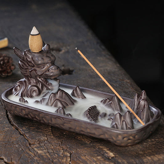 Dragon Mountain Strength Ceramic Incense Burner Decoration